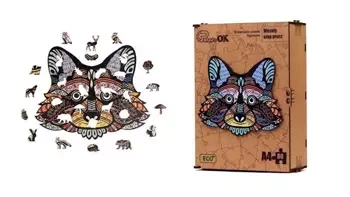 Puzzle drewniane eko 80 Wesoły szop pracz A4 - PuzzleOK