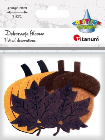 Dekoracje filcowe dynie 3D 50x51mm 6szt - Titanum