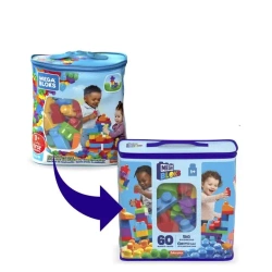 Mega Bloks Duża ECO torba z klockami niebieska - Mattel