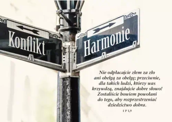 Kartka z wersetem. Nie odpłacajcie złem za zło