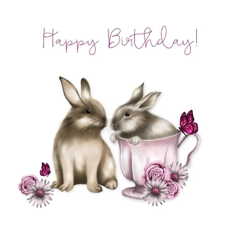 Karnet Swarovski kwadrat CL0323 Urodziny króliki - Clear Creations