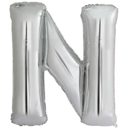 Balon foliowy litera N srebrna 79x86cm - Amscan