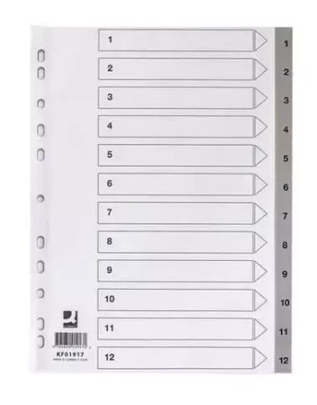 Przekładki A4 PP szare 12 kart - Q-Connect