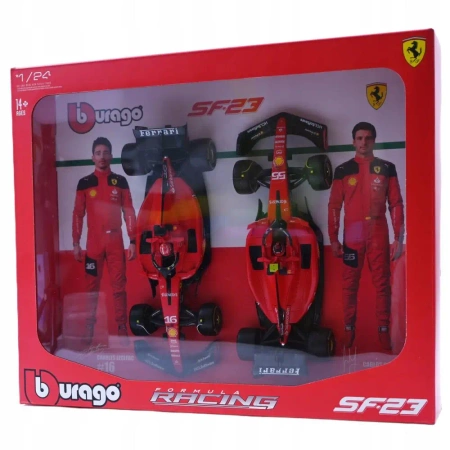 Bburago Model 1:24 Ferrari SF-23 Leclerc Sainz zestaw bolidów F1 18-26817