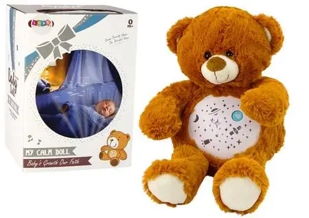 Pluszowy usypiacz Miś światła dźwięki brązowy - Leantoys