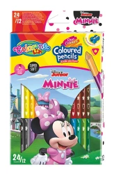 Kredki ołówkowe trójkątne Colorino Kids 24 kolorów 12 sztuk z temperówką Minnie - PATIO