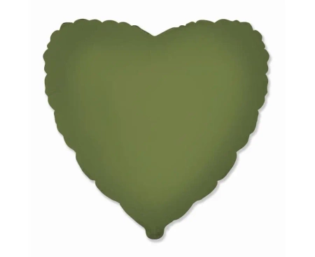 Balon foliowy 46cm Serce matowe Olive Green - Godan