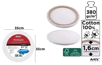 Podobrazie okrągłe 35x35x1.6cm 380G/m2 - Artix