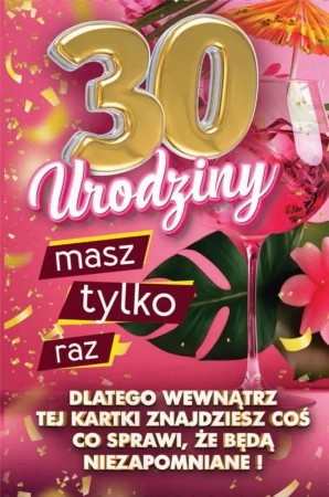 Karnet Urodziny z nakładką na butelkę 30 - YEKU