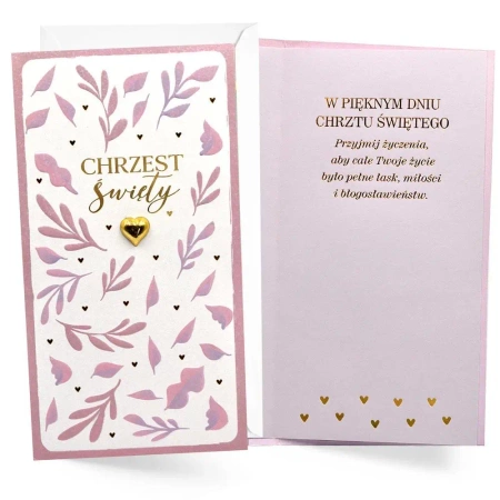 Karnet Chrzest różowy - Kukartka