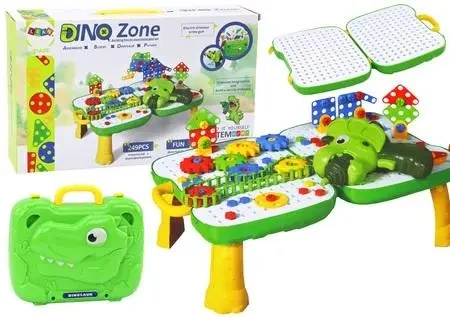 Stolik walizka z klockami DIY Dinozaur - Leantoys