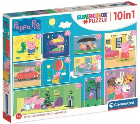 Puzzle 10w1 Super Kolor Świnka Peppa - Clementoni