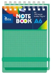 Kołonotatnik A6/100K kratka PP zielony - Tetis