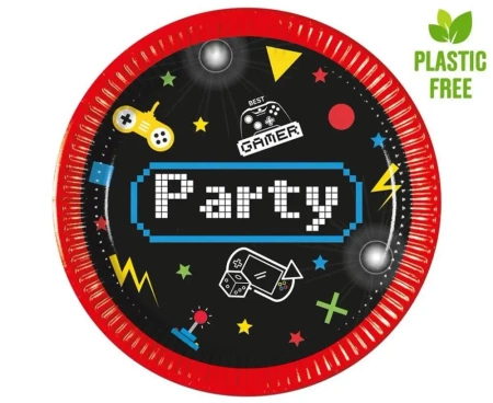 Talerzyki papierowe Gaming Party 20cm 8szt - Godan