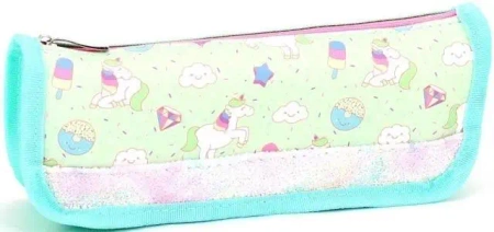 Piórnik tuba mała Jednorożce brokat seledyn - Fresh