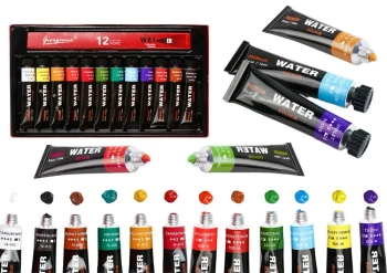 Zestaw farb akrylowych w tubce 12 kolorów - Leantoys