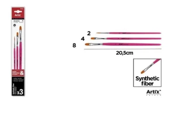 Pędzle syntetyczne płaskie 3szt - Artix