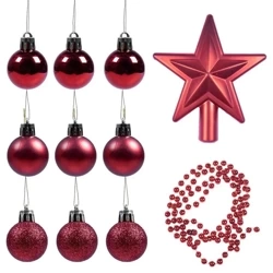 Bombki + gwiazda + łańcuch czerwone 11el - Arpex