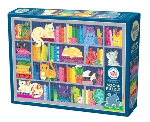 Puzzle 500 Koty wśród książek 113049 - Cobble Hill