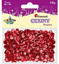 Cekiny 7mm metaliczne czerwone - Titanum