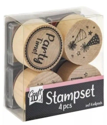 Drewniany zestaw stempli 4szt pink - Grafix