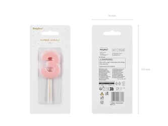 Świeczka 3 jasno różowa 5.5cm - PartyDeco