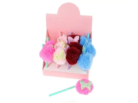 Długopis ozdobny pluszowy motyl z kulą (12szt) - ADAR