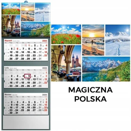 Kalendarz 2026 trójdzielny magiczna polska - Evena