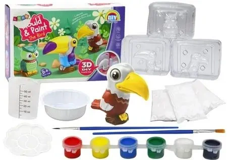 Odlewy gipsowe Ptaki 3D z farbami DIY - Leantoys