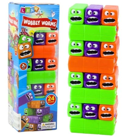 Wieża 24 klocki z buźkami - Leantoys