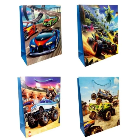 Torebka prezentowa dziecięca L Monster Truck mix - Ju-Piter