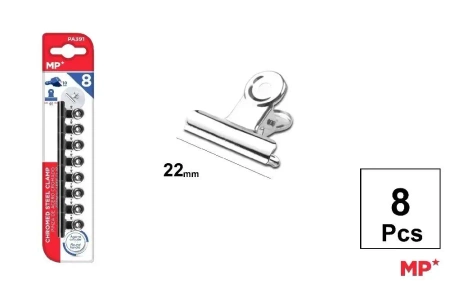 Klipsy biurowe metalowe srebrne 22mm 8szt - MP Main Paper
