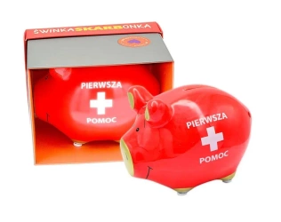 Skarbonka mała świnka Pierwsza pomoc - Kukartka