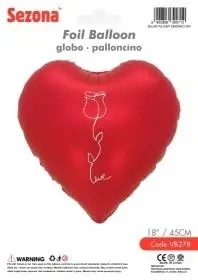 Balon Serce z nadrukiem róży 45cm - Sezona