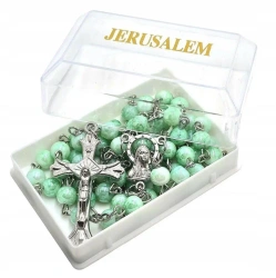 Różaniec jerozolimski zielony w pudełku - Art Sacrum