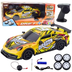 Auto sportowe R/C podświetlana karoseria żółte - Leantoys