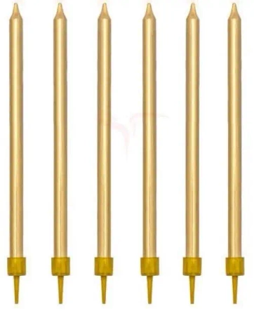 Świeczki urodzinowe gładkie złote 12,5cm 12szt - PartyDeco