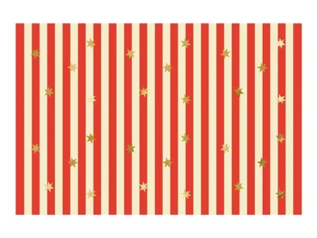 Obrus papierowy Pasy z gwiazdkami 180x120cm - PartyDeco