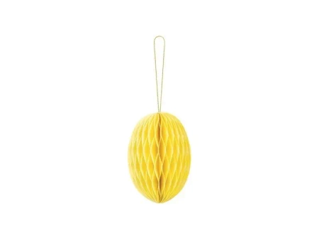 Dekoracja papierowa honeycomb jajko żółta 12cm - PartyDeco