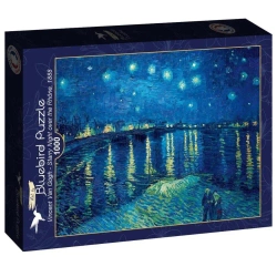 Puzzle 1000 Gwiaździsta noc nad Ronem, Van Gogh - Bluebird Puzzle
