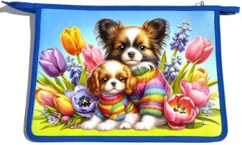 Teczka-torba A4+ zapinana na zamek Pieski - Fresh