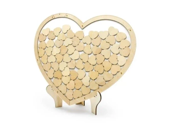 Drewniana księga gości Serce 44x37,5cm - PartyDeco