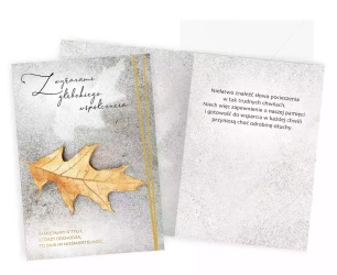 Karnet z kondolencjami, jesienny liść