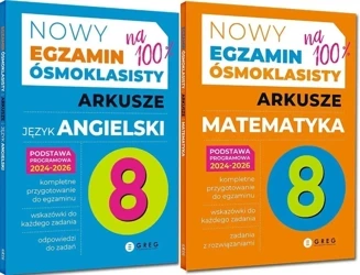 Nowy Egzamin ósmoklasisty Arkusze Matematyka+ Język polski+ Angielski GREG