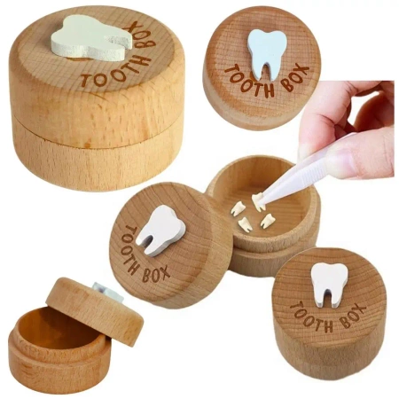 Pudełko na zęby mleczne drewniane - Leantoys