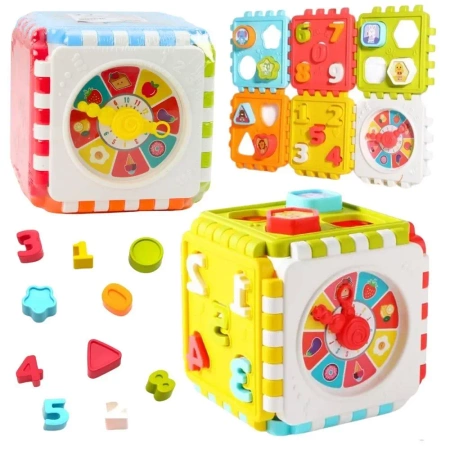 Kostka edukacyjna sorter cyferki wzory zegar - Leantoys
