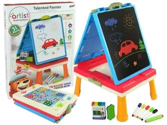 Tablica 3w1 magnetyczno -kredowa niebieska - Leantoys