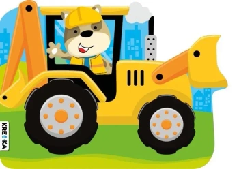 Koparko-ładowarka żółta - praca zbiorowa