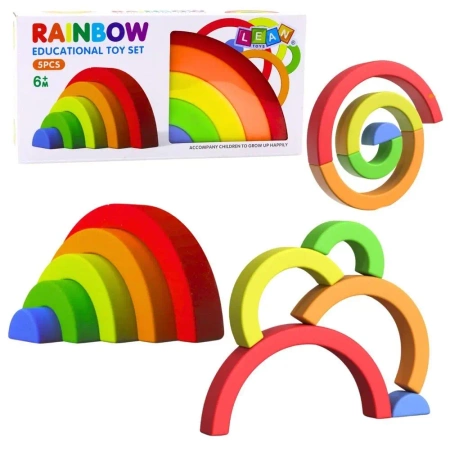 Tęczowa układanka gumowe tęcza 5el. - Leantoys