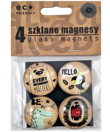 Magnesy szklane z kolorowym nadrukiem 4szt - Ziemia Obiecana